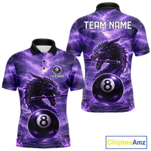 Load image into Gallery viewer, Dragon Thunder Purple Cue &amp; Pool 8 Ball Men Billiard Shirt Custom Billiard Polo &amp; 1/4-Zip Attire NYN2496