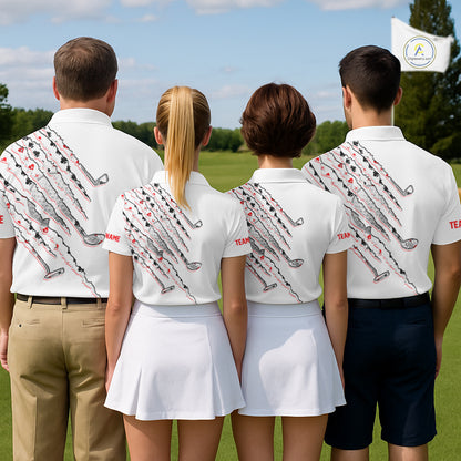 Poker Pattern Golf Polo Shirt For Men Personalized White Golf Clubs Attire, Team Golf Outfit NYN2854