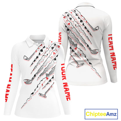 Poker Pattern Golf Polo Shirt For Womens Personalized White Golf Clubs Attire, Team Golf Outfit NYN2854