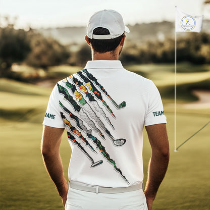 Cactus Pattern Golf Polo Shirt For Men Custom Cactus Golf Team Shirt, Golfer Gifts NYN2855