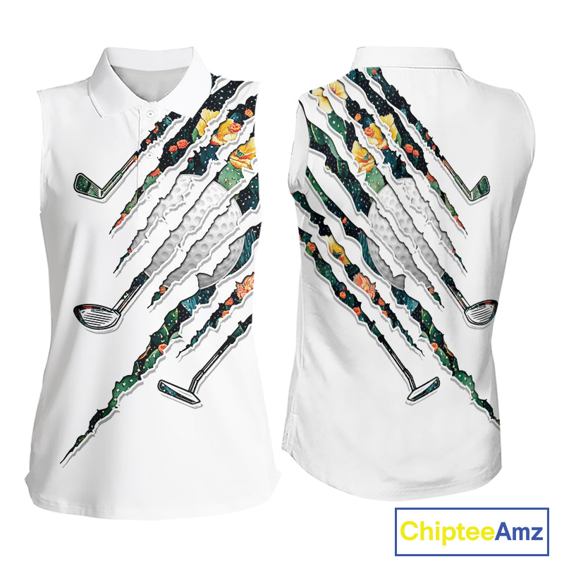 Cactus Pattern Golf Sleeveless Polo Shirt For Womens Custom Cactus Golf Team Shirt, Golfer Gifts NYN2855
