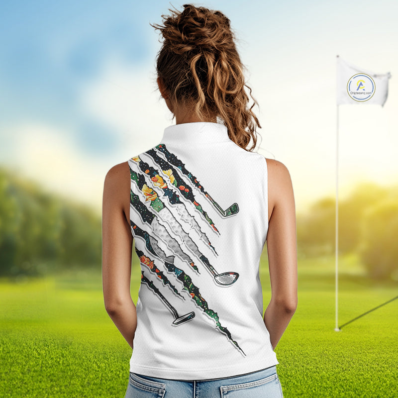 Cactus Pattern Golf Sleeveless Polo Shirt For Womens Custom Cactus Golf Team Shirt, Golfer Gifts NYN2855