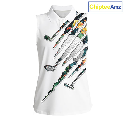 Cactus Pattern Golf Sleeveless Polo Shirt For Womens Custom Cactus Golf Team Shirt, Golfer Gifts NYN2855