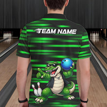 Load image into Gallery viewer, Funny Crocodile Bowling Jersey For Men Personalized Green Strike Lightning Team Bowling Attire NYN3228