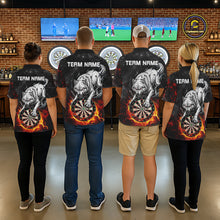 Load image into Gallery viewer, Fire Flame Funny Wolf Darts Polo &amp; 1/4 Zip For Women Personalized Grunge Dart Team Shirts | Red NYN3236