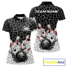 Load image into Gallery viewer, White And Black Cracked Funny Pins &amp; Ball Bowling Shirt For Women Custom Outfit Team Bowling Jersey NYN3238