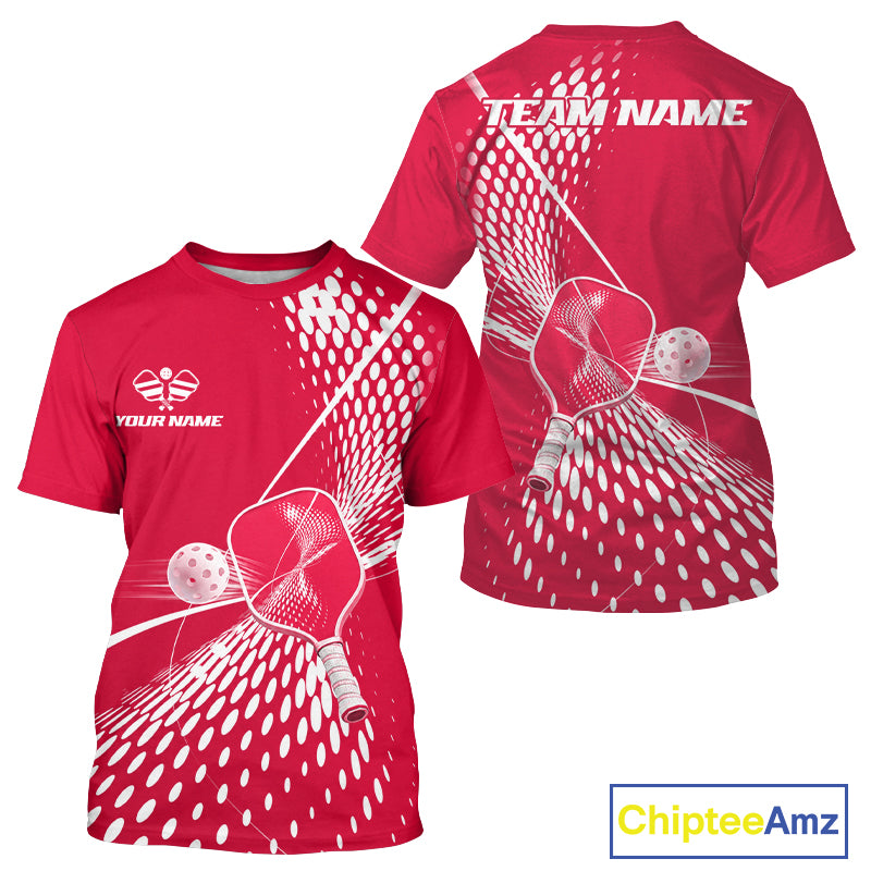 Custom Red And White Pickleball T-Shirts For Men Pickleball Tournament Shirts Team Uniform NYN4104