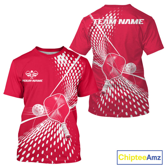 Custom Red And White Pickleball T-Shirts For Men Pickleball Tournament Shirts Team Uniform NYN4104