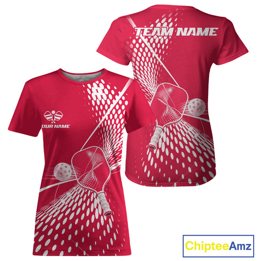 Custom Red And White Pickleball T-Shirts For Women Pickleball Tournament Shirts Team Uniform NYN4104