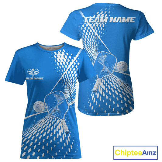 Custom Blue And White Pickleball T-Shirts For Women Pickleball Tournament Shirts Team Uniform NYN4105