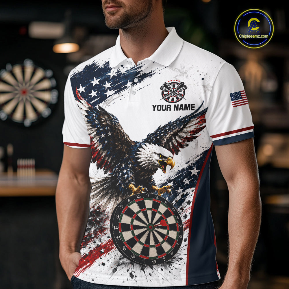 Custom Vintage Eagle Grunge Dart Shirt For Men Dart Arrow US Flag Retro Dart Tournament Team Jersey NYN4507