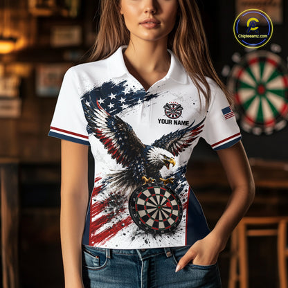Custom Vintage Eagle Grunge Dart Shirt For Women Dart Arrow US Flag Retro Dart Tournament Team Jersey NYN4507