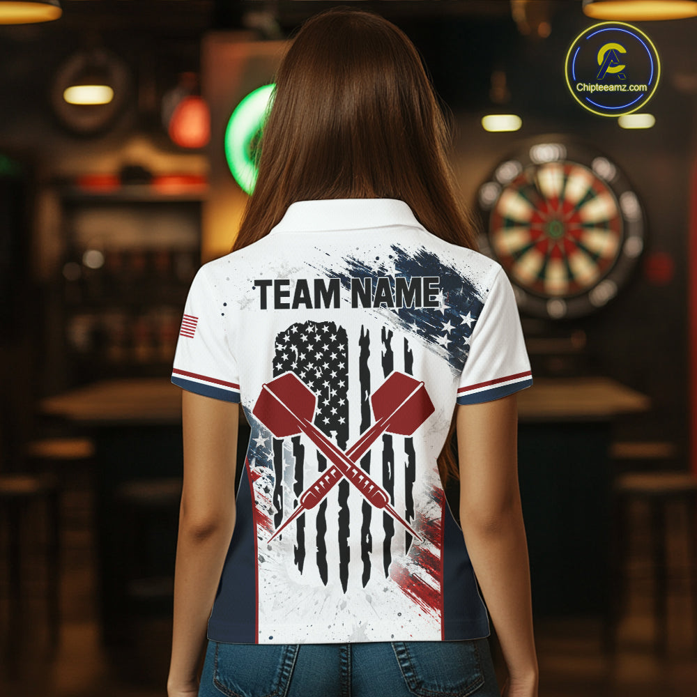 Custom Vintage Eagle Grunge Dart Shirt For Women Dart Arrow US Flag Retro Dart Tournament Team Jersey NYN4507