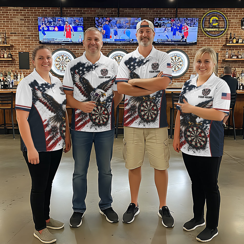 Custom Vintage Eagle Grunge Dart Shirt For Women Dart Arrow US Flag Retro Dart Tournament Team Jersey NYN4507