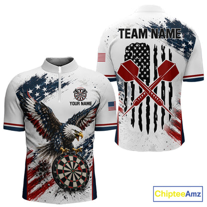 Custom Vintage Eagle Grunge Dart Shirt For Men Dart Arrow US Flag Retro Dart Tournament Team Jersey NYN4507