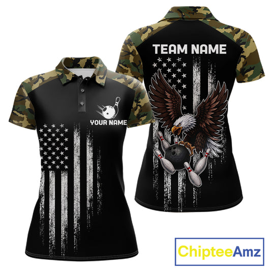 Patriotic USA Flag Darts Polo 1/4-Zip Shirt For Men Custom Green Military Camouflage Darts Team Jersey NYN4513