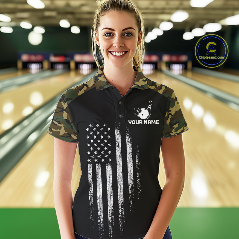 Patriotic USA Flag Darts Polo 1/4-Zip Shirt For Men Custom Green Military Camouflage Darts Team Jersey NYN4513