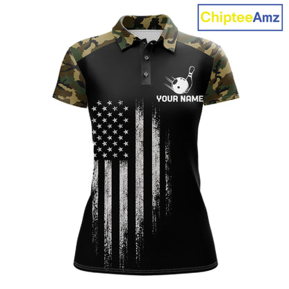 Patriotic USA Flag Darts Polo 1/4-Zip Shirt For Men Custom Green Military Camouflage Darts Team Jersey NYN4513