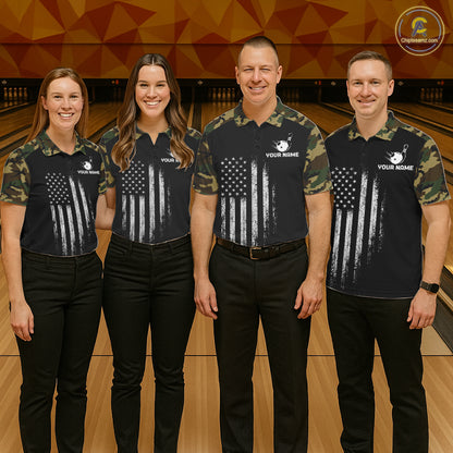 Patriotic USA Flag Darts Polo 1/4-Zip Shirt For Women Custom Green Military Camouflage Darts Team Jersey NYN4513