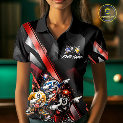 Funny Dabbing Bomb 8-Ball 9-Ball 10-Ball Billiard Pool Shirt For Women Custom Billiard Team Appeal NYN4865