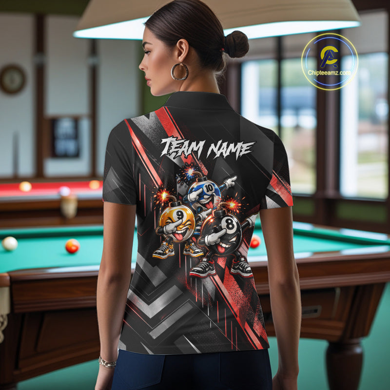 Funny Dabbing Bomb 8-Ball 9-Ball 10-Ball Billiard Pool Shirt For Women Custom Billiard Team Appeal NYN4865