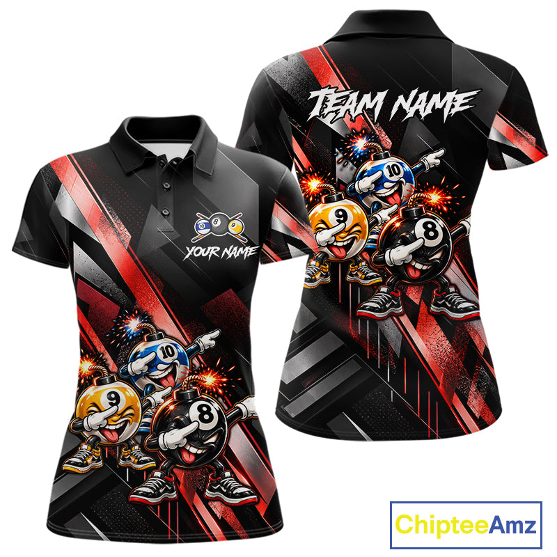 Funny Dabbing Bomb 8-Ball 9-Ball 10-Ball Billiard Pool Shirt For Women Custom Billiard Team Appeal NYN4865