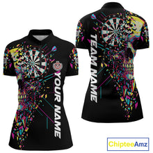 Load image into Gallery viewer, Custom Colorful Shatter Skull &amp; Dartboard Darts Quarter-Zip Shirt For Women Cracked Dart Jerseys NYN1960