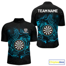 Load image into Gallery viewer, Custom Tiger And Dragon Blue Dartboard Men Darts Quarter-Zip League Shirts Funny Dart Jerseys NYN2216