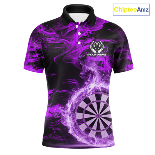 Black And Purple Smoking Dartboard & Arrow Men Darts Polo Shirt Custom Dart Team Jerseys NYN2512