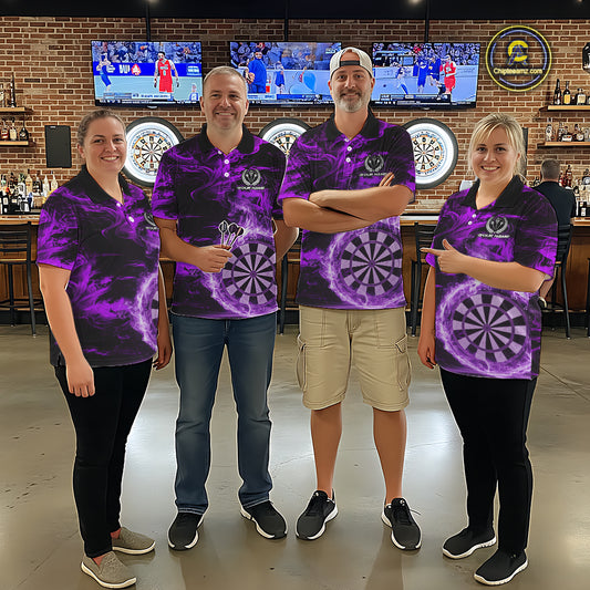 Black And Purple Smoking Dartboard & Arrow Women Darts Quarter-Zip Shirt Custom Dart Team Jerseys NYN2512
