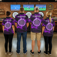 Load image into Gallery viewer, Black And Purple Smoking Dartboard &amp; Arrow Women Darts Polo Shirt Custom Dart Team Jerseys NYN2512