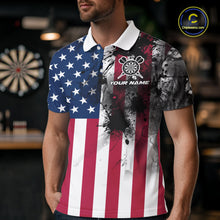 Load image into Gallery viewer, Personalized American Flag Black Splatter Dart Polo Shirts For Men Custom Dart Team Jerseys NYN2711