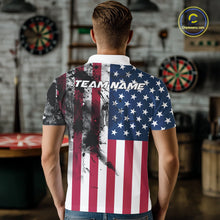 Load image into Gallery viewer, Personalized American Flag Black Splatter Dart Polo Shirts For Men Custom Dart Team Jerseys NYN2711