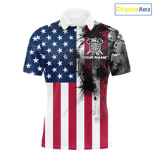 Load image into Gallery viewer, Personalized American Flag Black Splatter Dart Polo Shirts For Men Custom Dart Team Jerseys NYN2711