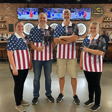 Load image into Gallery viewer, Personalized American Flag Black Splatter Dart Polo Shirts For Men Custom Dart Team Jerseys NYN2711