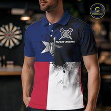 Load image into Gallery viewer, Personalized Texas Flag Black Splatter Dart Polo Shirts For Men Custom Dart Team Jerseys NYN2712