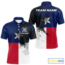 Load image into Gallery viewer, Personalized Texas Flag Black Splatter Dart Polo Shirts For Men Custom Dart Team Jerseys NYN2712
