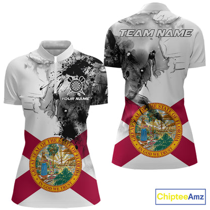 Personalized Florida Flag Black Splatter Dart 1/4-Zip Shirts For Women Custom Dart Team Jerseys NYN2713