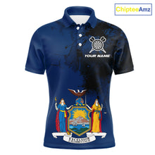 Load image into Gallery viewer, Personalized New York Flag Black Splatter Dart Polo Shirts For Men Custom Dart Team Jerseys NYN2715
