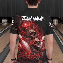 Load image into Gallery viewer, Red Strike Lightning Bowling Custom Team Shirts For Men, Skull Roses Outfit Bowling Team Jersey NYN3071