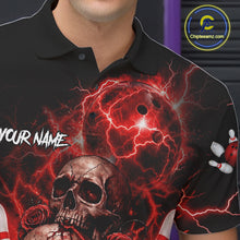 Load image into Gallery viewer, Red Strike Lightning Bowling Custom Team Shirts For Men, Skull Roses Outfit Bowling Team Jersey NYN3071