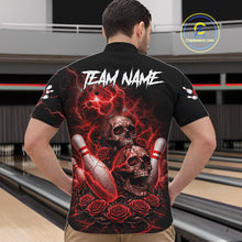 Load image into Gallery viewer, Red Strike Lightning Bowling Custom Team Shirts For Men, Skull Roses Outfit Bowling Team Jersey NYN3071