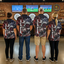 Load image into Gallery viewer, Red And Blue Smoking Skull Dartboard Women Darts Shirt Personalized Team Darts Jersey NYN3246