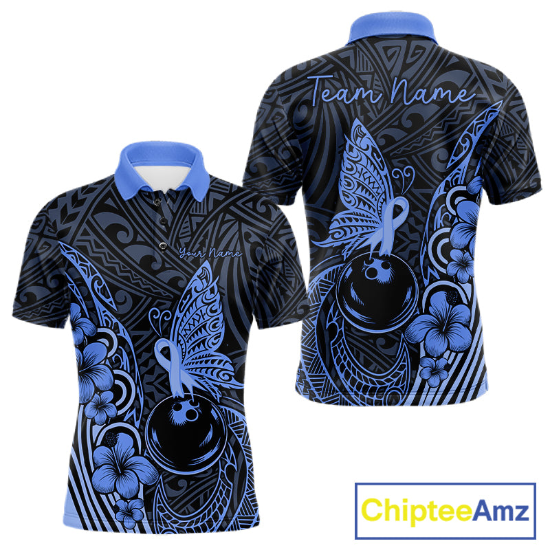 Black And Blue Tropical Tribal Pattern Butterfly Bowling Shirts For Men Custom Bowling Team Jerseys NYN4120