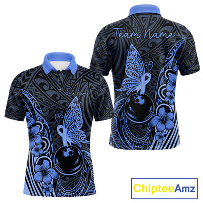 Black And Blue Tropical Tribal Pattern Butterfly Bowling Shirts For Men Custom Bowling Team Jerseys NYN4120