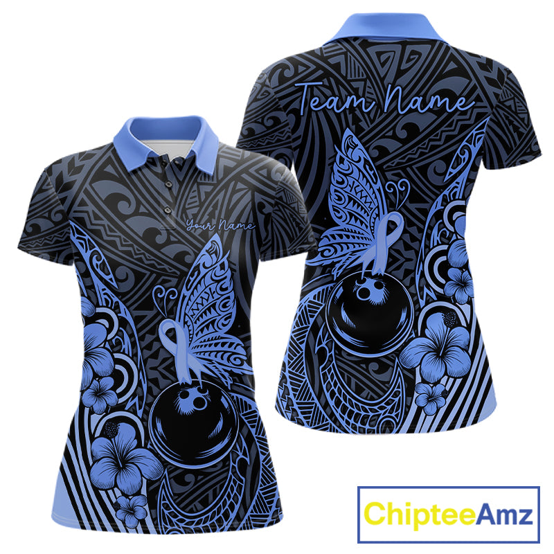 Black And Blue Tropical Tribal Pattern Butterfly Bowling Shirts For Women Custom Bowling Team Jerseys NYN4120