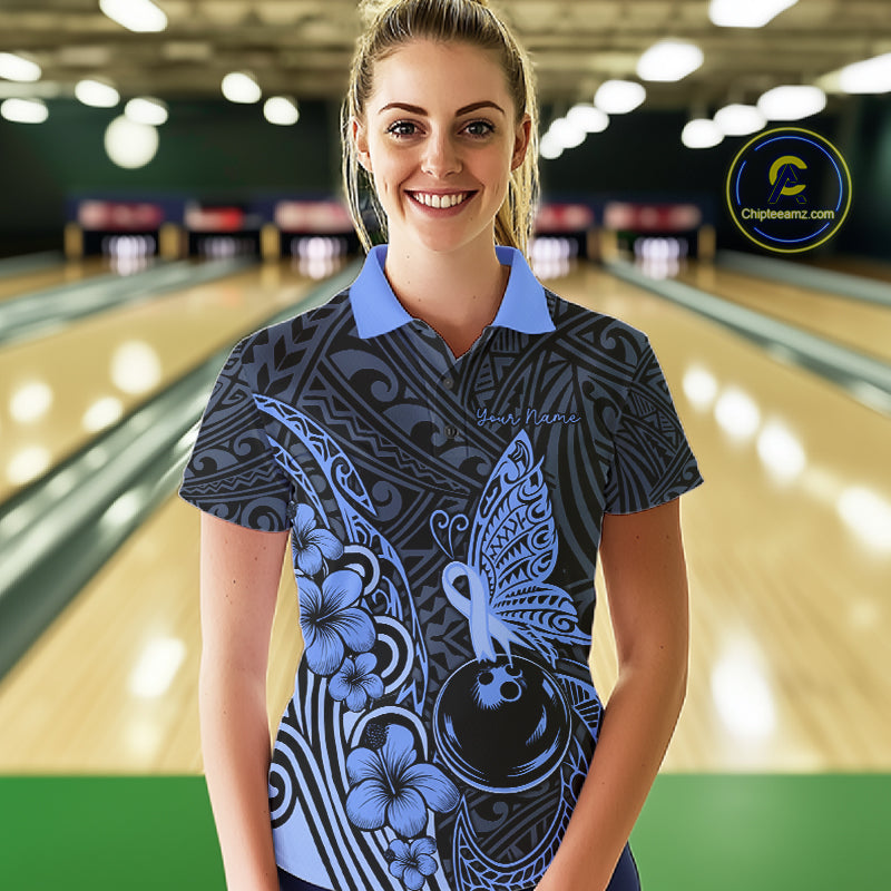 Black And Blue Tropical Tribal Pattern Butterfly Bowling Shirts For Women Custom Bowling Team Jerseys NYN4120