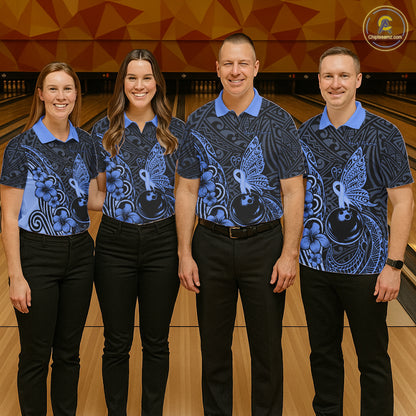 Black And Blue Tropical Tribal Pattern Butterfly Bowling Shirts For Women Custom Bowling Team Jerseys NYN4120