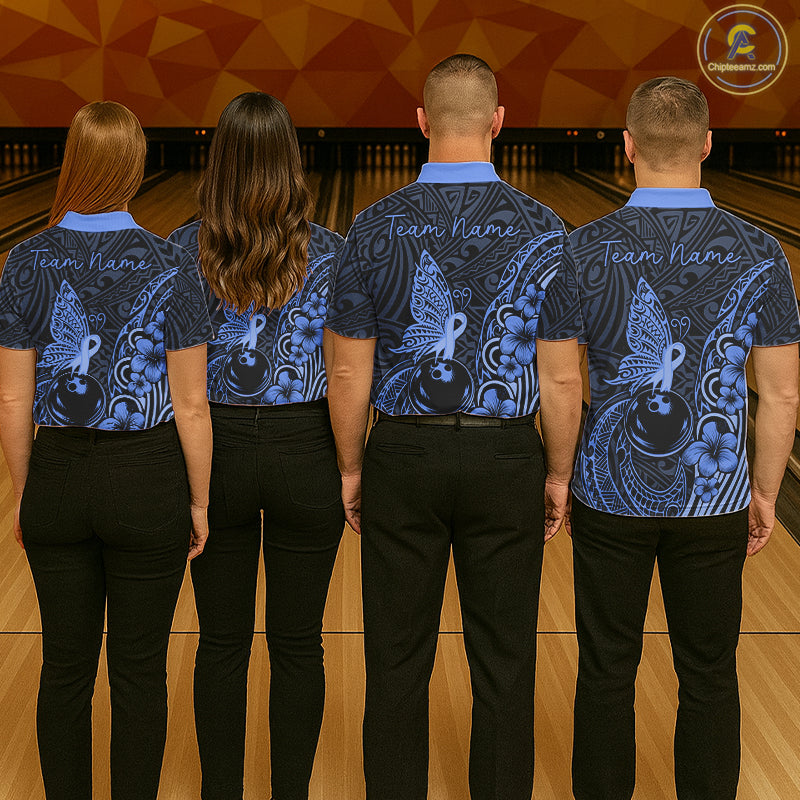 Black And Blue Tropical Tribal Pattern Butterfly Bowling Shirts For Women Custom Bowling Team Jerseys NYN4120