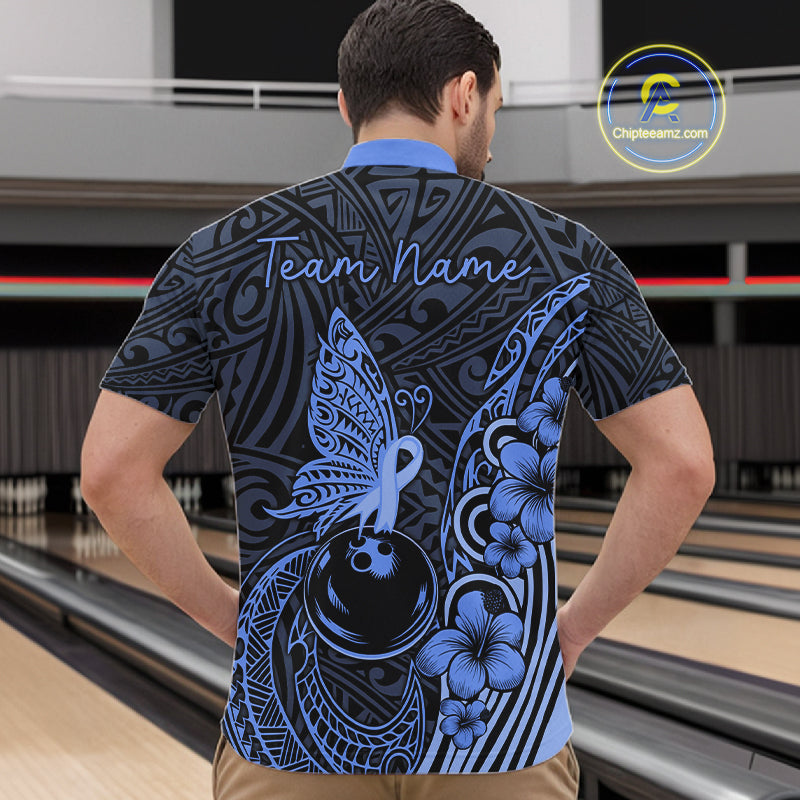 Black And Blue Tropical Tribal Pattern Butterfly Bowling Shirts For Men Custom Bowling Team Jerseys NYN4120